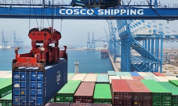 圖為“東方西班牙”輪在裝載貨物。人民網(wǎng)記者 管克江 攝