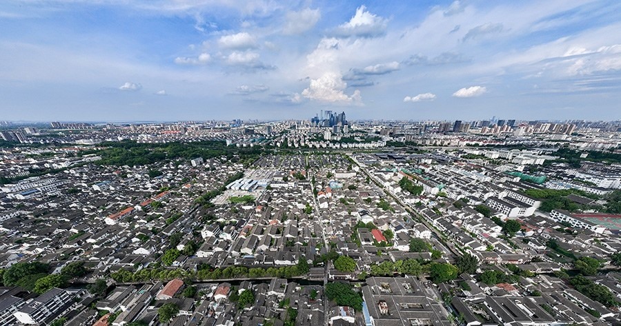 2023年7月3日拍攝的蘇州平江歷史文化街區(qū)（無(wú)人機(jī)照片）。新華社記者 李博 攝