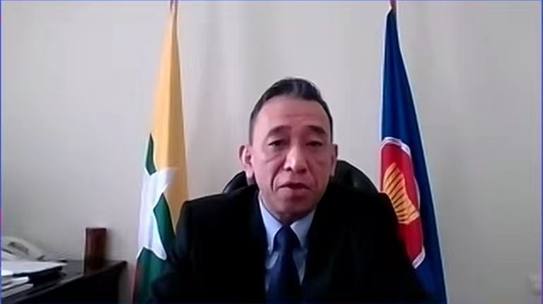 昂苗敏致辭。中國駐東盟使團(tuán)供圖