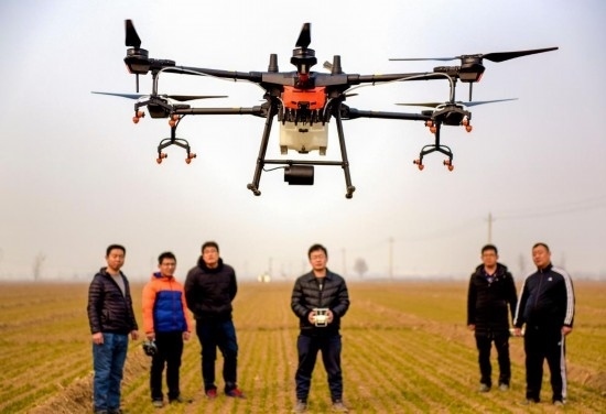 2019年2月25日，無人機教員（右三）在河北省衡水市冀州區(qū)徐莊鄉(xiāng)北榆林村為村民做植保無人機飛行操作技能培訓(xùn)。新華社記者 李曉果 攝