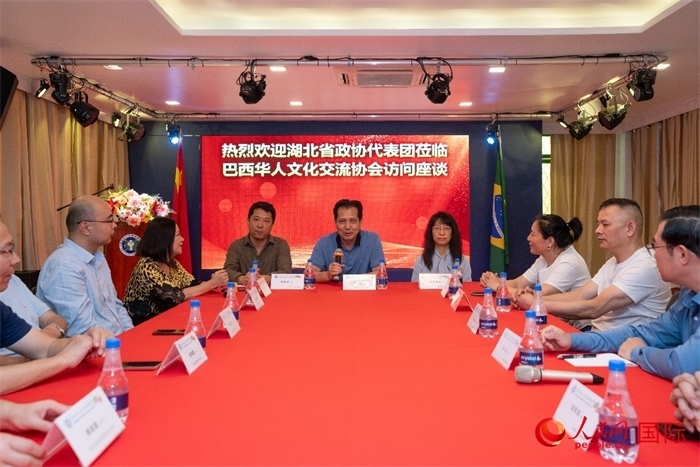 湖北省政協(xié)經(jīng)濟(jì)委員會主任王兆民（中）在座談會上致辭。 人民網(wǎng)記者 陳海琪攝