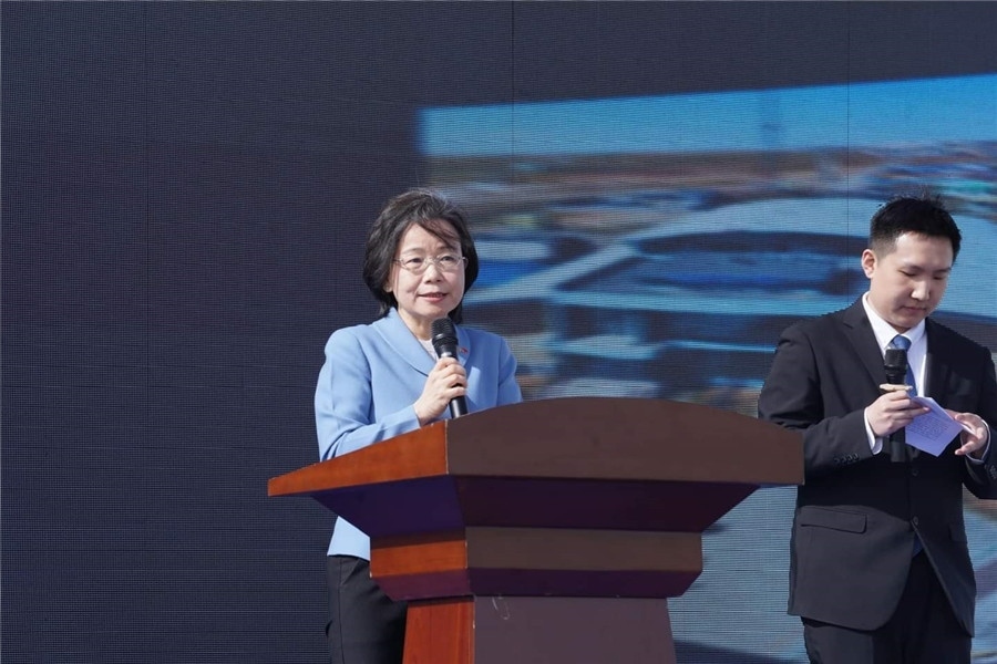 3月24日，沈敏娟大使致辭。駐蒙古使館供圖