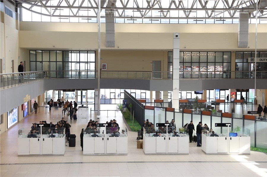 3月24日，扎門烏德口岸通關(guān)現(xiàn)場。駐蒙古使館供圖