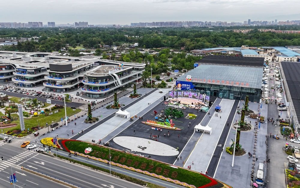 這是2024年4月23日拍攝的成都世園會郫都分會場（無人機照片）。新華社記者 王曦 攝
