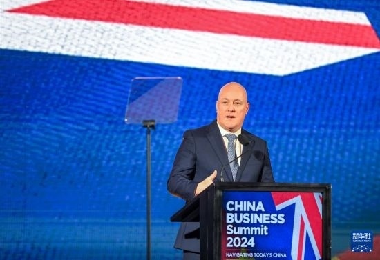 5月20日，新西蘭總理拉克森在奧克蘭出席新西蘭中國商業(yè)峰會并講話。新華社記者 郭磊 攝