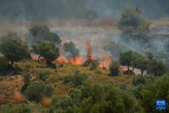 6月12日，以色列北部加利利地區(qū)遭受火箭彈襲擊后冒出滾滾濃煙。新華社發(fā)（阿亞爾·馬戈林?jǐn)z/基尼圖片社）