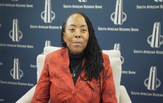 南非儲(chǔ)備銀行副行長、審慎監(jiān)管局首席執(zhí)行官芬迪?查齊巴納視頻發(fā)言。（中國建設(shè)銀行約翰內(nèi)斯堡分行供圖）