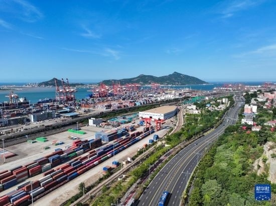 這是6月26日拍攝的中哈連云港物流合作基地（無人機照片）。新華社記者 季春鵬 攝