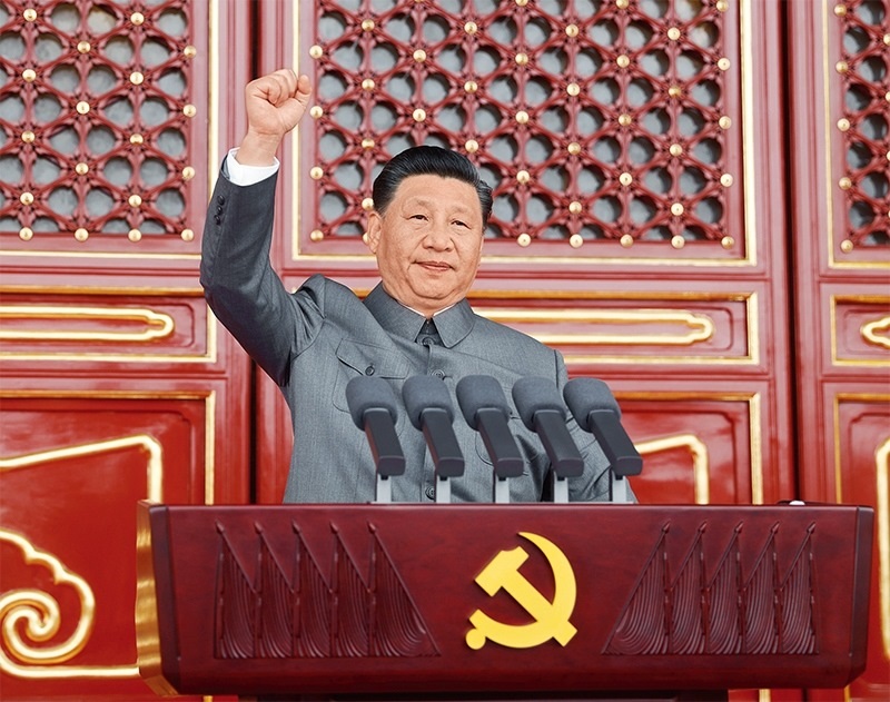 2021年7月1日，慶祝中國(guó)共產(chǎn)黨成立100周年大會(huì)在北京天安門廣場(chǎng)隆重舉行。中共中央總書記、國(guó)家主席、中央軍委主席習(xí)近平發(fā)表重要講話。 新華社記者 鞠鵬/攝