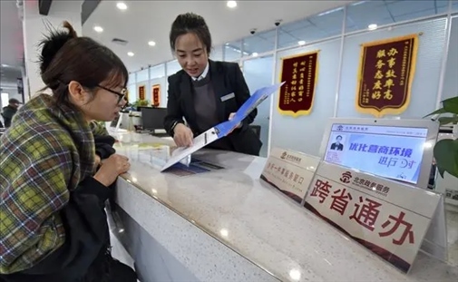 2024年3月25日，北京大興區(qū)，工作人員為群眾辦理跨省政務(wù)事宜。