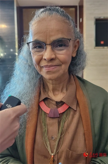 巴西環(huán)境與氣候部部長瑪麗娜·席爾瓦接受人民網(wǎng)采訪。人民網(wǎng)記者 符園園攝